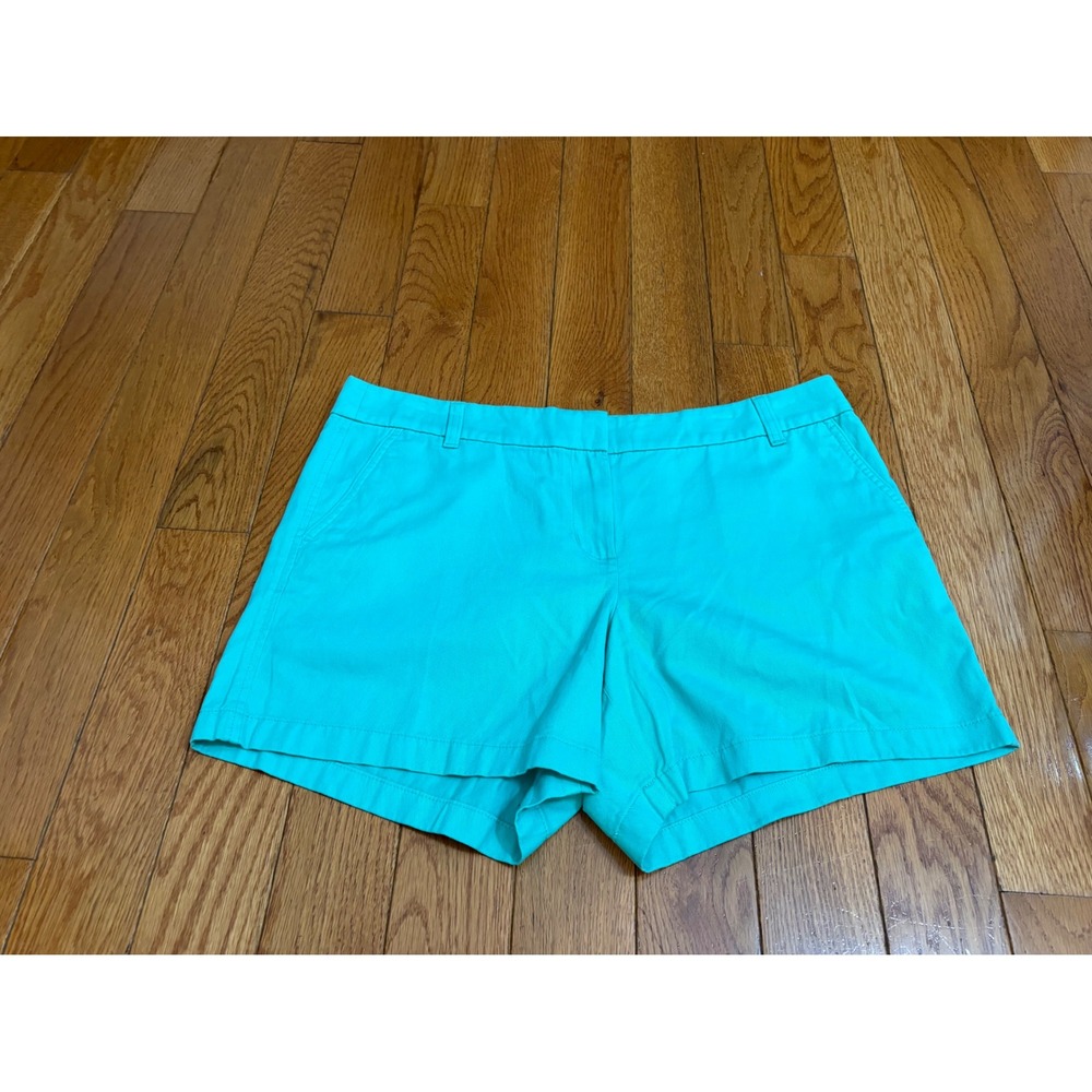 NWOT J.Crew Womens Turquoise Aqua Blue Chino Shorts sz 18 Solid Cotton Mid Rise
